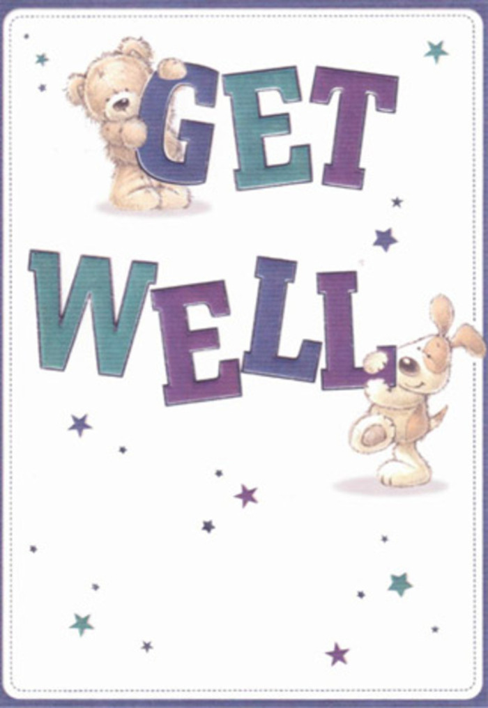This get well card radiates gentle encouragement with the same welcoming energy found near Tooting Commons. The card's heartwarming illustration features a soft, smiling bear and an exuberant puppy, surrounded by playful stars that flit through the scene like whispered messages of hope. Oversized, confidently shaded text in purples and aquas grounds the design in brightness and cheer, its tactile curves echoing the feeling of lovingly prepared floral arrangements. Every brushstroke adds depth-the bear's fluffy coat and the puppy's velvety ears nearly inviting a caress, much like the texture of petals in a freshly picked bunch from Flowers Tooting. The crisp, airy backdrop suggests both clarity and care, making it ideal for lifting the spirits of loved ones from Tooting Bec to St. George's. The placement of each element, the expressive joy of the animals, and the starlit accents together communicate a surge of positivity. Sending this card, perhaps alongside a thoughtful bouquet delivered locally, becomes more than a gesture-it's a radiant extension of support and warmth, crafted for those in need of healing amid life's everyday hustle.