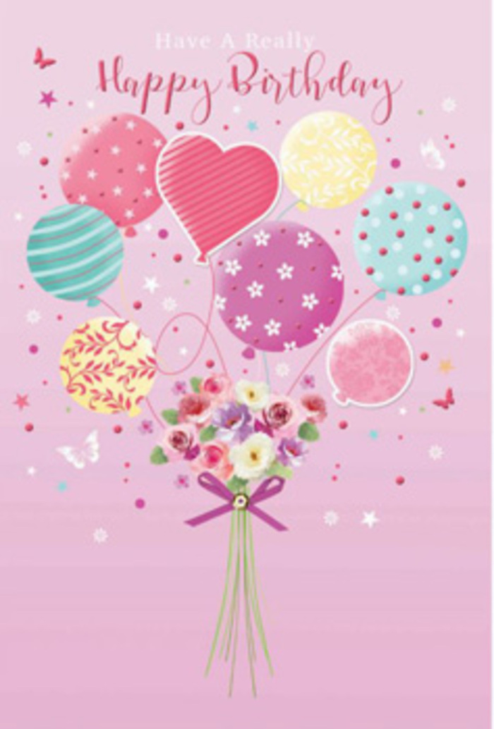Charming birthday illustration that pairs a bouquet of pastel balloons with a small, romantic floral posy, portrayed with the kind of attention to detail you might find in a Tooting boutique flower shop. The background is a velvety, soft pink that glows quietly, giving the sense of early evening skies above Tooting Common. Rising from the centre, a number of balloons in blush pink, mint-green, pale yellow, and lavender form a gentle arc. Each balloon is distinct: some feature curling stripes like ribbons caught in motion, others are dotted with playful spots, and a few are adorned with delicate patterns that resemble tiny blossoms. The balloons' surfaces have a smooth, slightly glossy finish, reflecting light in a way that makes them appear almost touchable. Suspended below is a neat hand-tied bouquet made up of petite roses and daisy-like blooms. Their colours-creamy ivory, soft blush, and muted mauve-blend harmoniously with the balloons above, and the petals appear velvety and layered, as if freshly cut for same-day birthday delivery in Tooting and the surrounding streets of Furzedown or Colliers Wood. The slender stems are gathered with a sparkling purple satin bow, its rich colour grounding the pastel palette and adding a sense of polish. Scattered throughout the scene are tiny stars and whisper-light butterfly shapes, suggesting movement, like bits of confetti swirling in the air. This image captures the quietly joyful mood of a heartfelt birthday gesture in Tooting-playful, tender, and lovingly composed, as if the balloons and flowers together are carrying a personal wish to the recipient.